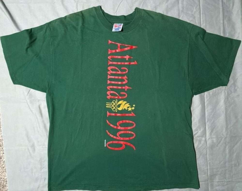 Vintage 1996 Atlanta Olympics T-Shirt Green Graphic Tee Size XXL